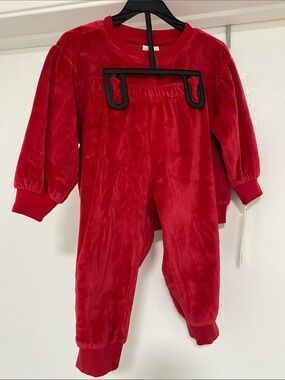 Cat & Jack Set girls 18 M new with tag - velvety velour feeling material red